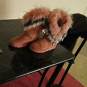 Winter pink furry boots